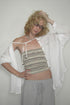 SUMMER KNIT BORDER TUBE TOP -BROWN MIX-